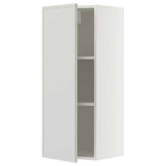 METOD wall cabinet with shelves, white/Aspudden light grey, 40x100 cm