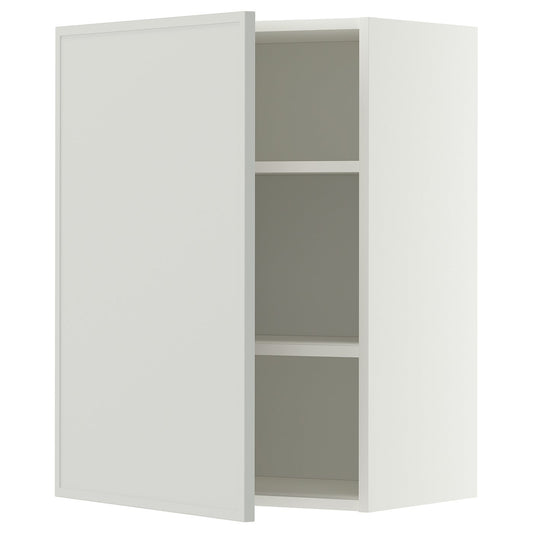 METOD wall cabinet with shelves, white/Aspudden light grey, 60x80 cm