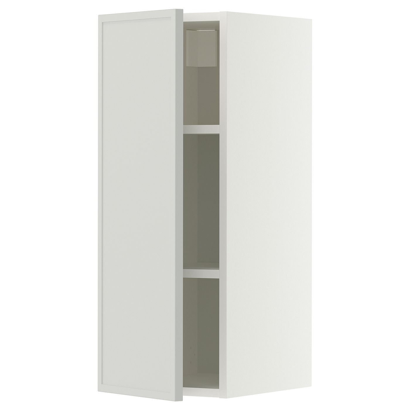 METOD wall cabinet with shelves, white/Aspudden light grey, 30x80 cm
