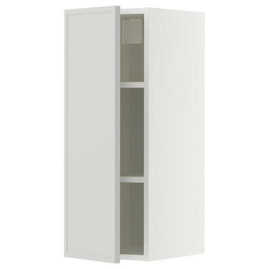METOD wall cabinet with shelves, white/Aspudden light grey, 30x80 cm