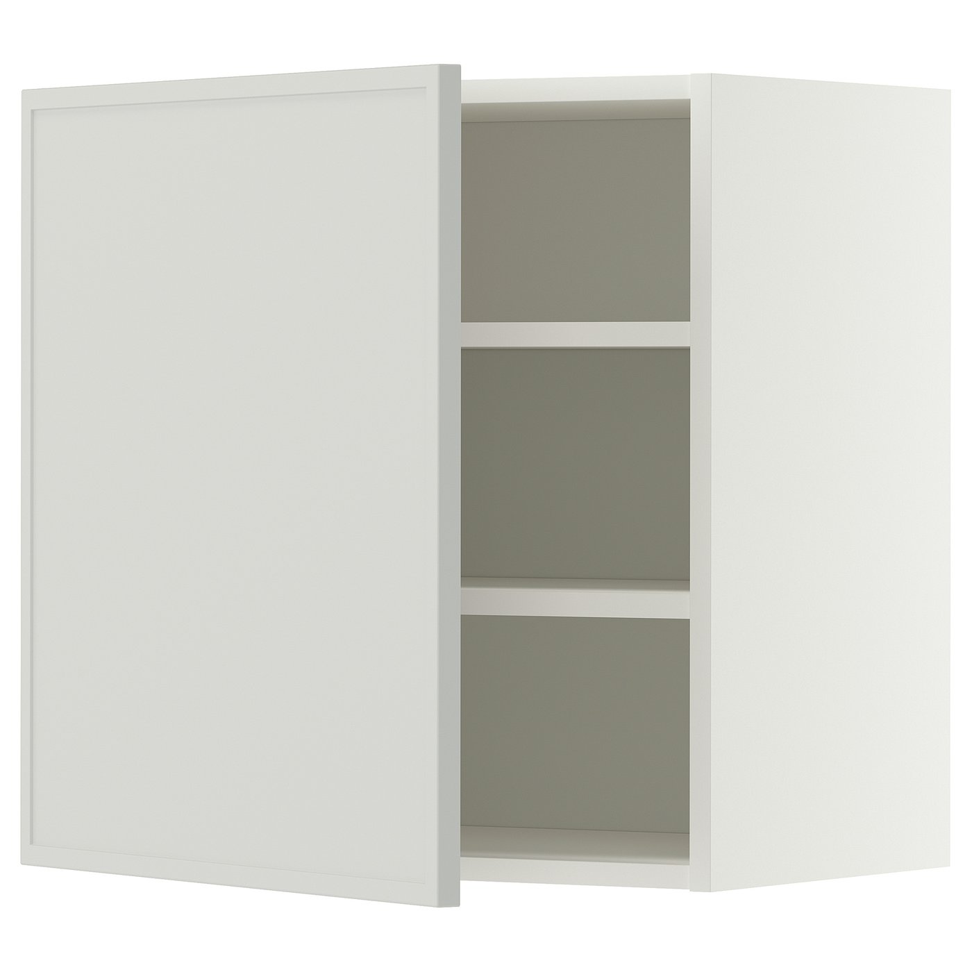 METOD wall cabinet with shelves, white/Aspudden light grey, 60x60 cm