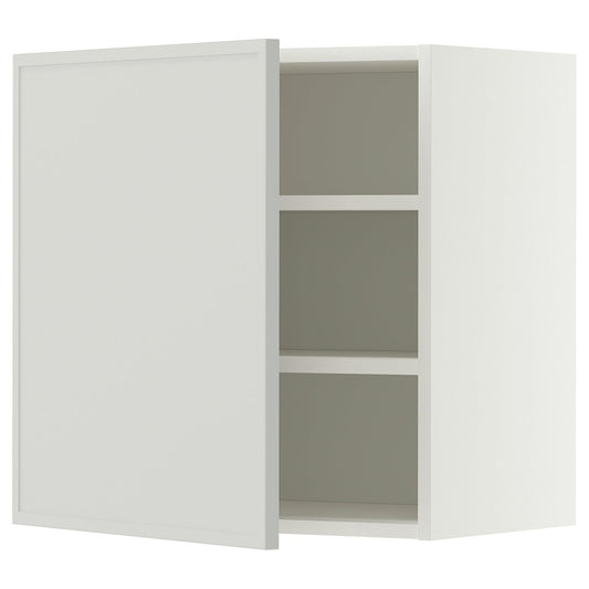 METOD wall cabinet with shelves, white/Aspudden light grey, 60x60 cm