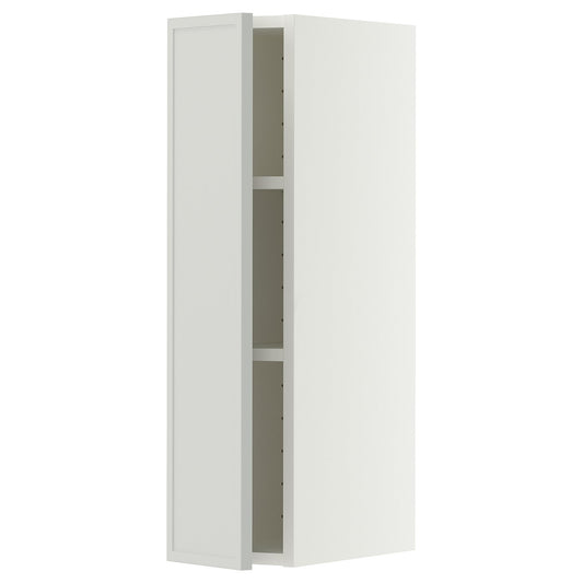 METOD wall cabinet with shelves, white/Aspudden light grey, 20x80 cm