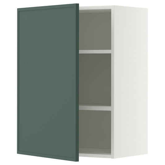 METOD wall cabinet with shelves, white/Aspudden dark grey-green, 60x80 cm