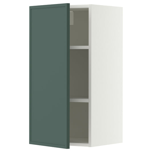 METOD wall cabinet with shelves, white/Aspudden dark grey-green, 40x80 cm