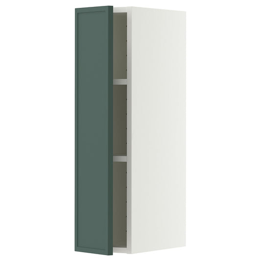METOD wall cabinet with shelves, white/Aspudden dark grey-green, 20x80 cm