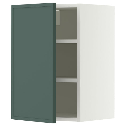 METOD wall cabinet with shelves, white/Aspudden dark grey-green, 40x60 cm