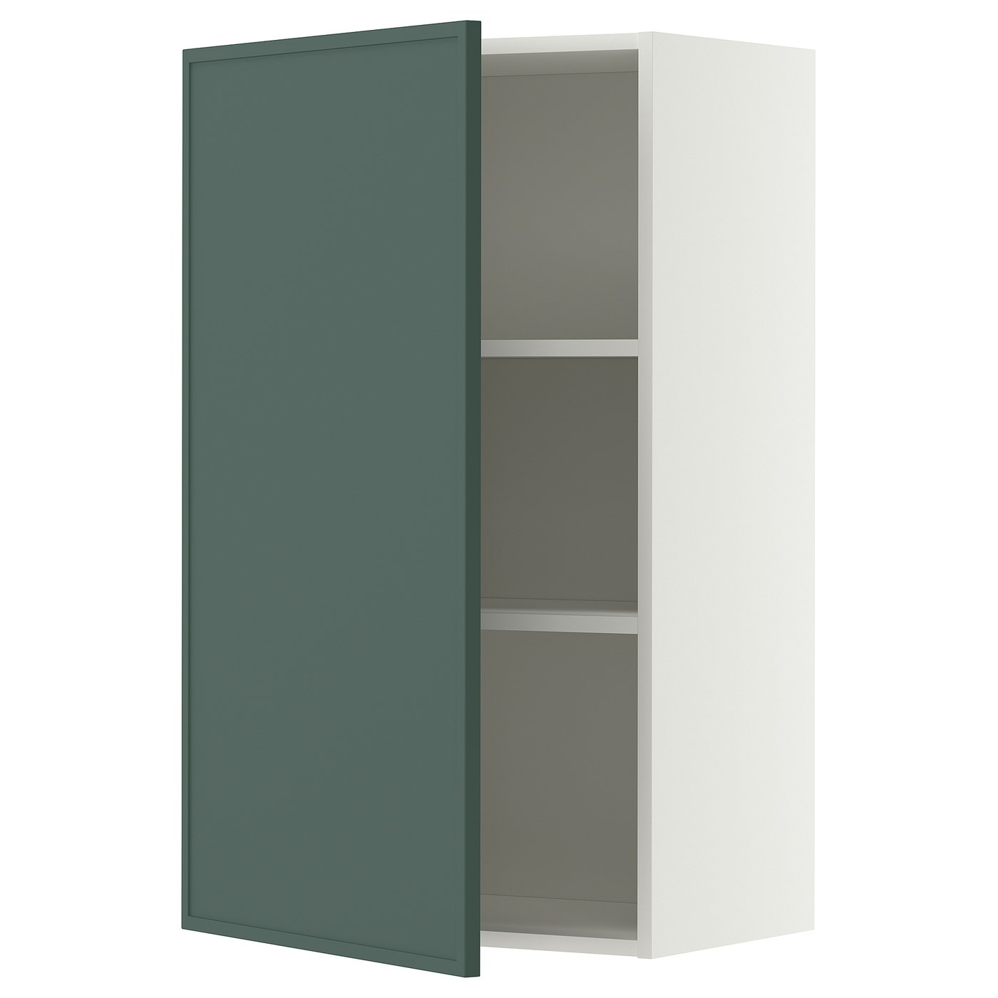 METOD wall cabinet with shelves, white/Aspudden dark grey-green, 60x100 cm