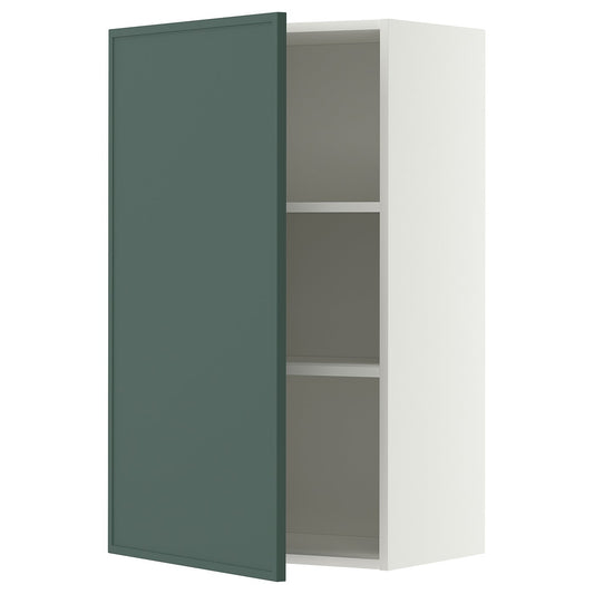 METOD wall cabinet with shelves, white/Aspudden dark grey-green, 60x100 cm