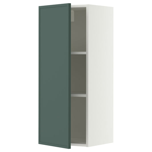 METOD wall cabinet with shelves, white/Aspudden dark grey-green, 40x100 cm