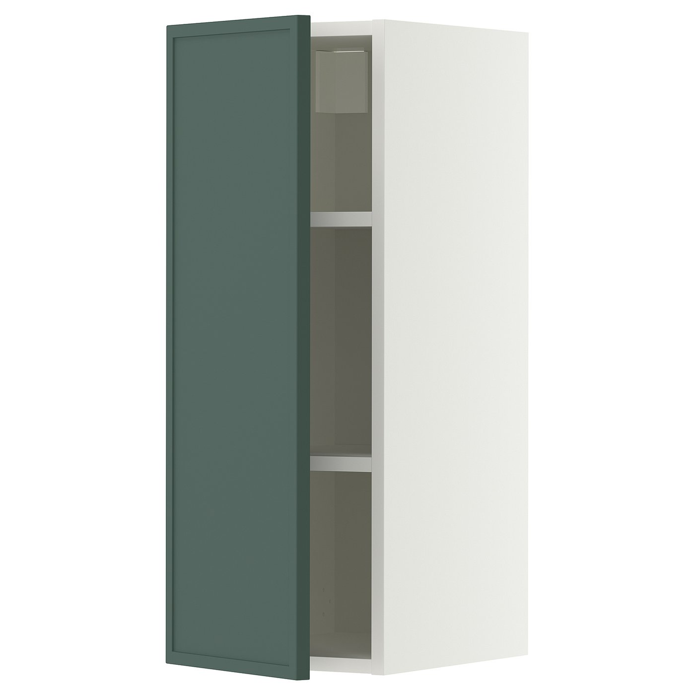 METOD wall cabinet with shelves, white/Aspudden dark grey-green, 30x80 cm