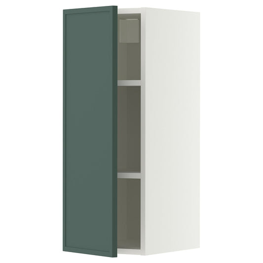 METOD wall cabinet with shelves, white/Aspudden dark grey-green, 30x80 cm