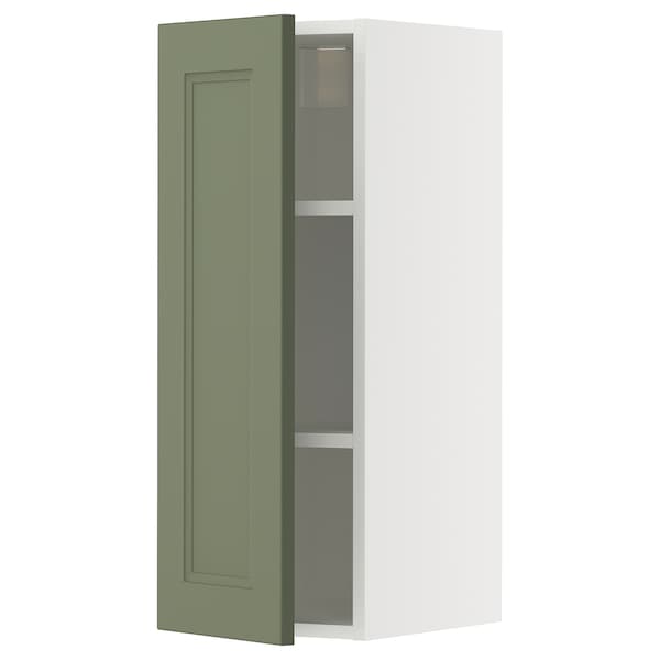 METOD - METOD Wall cabinet with shelves, white/Axstad grey-green, 30x80 cm
