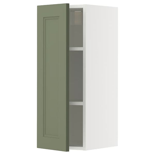 METOD - METOD Wall cabinet with shelves, white/Axstad grey-green, 30x80 cm