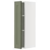 METOD wall cabinet with shelves, white/Axstad grey-green, 20x80 cm