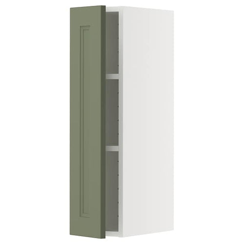 METOD wall cabinet with shelves, white/Axstad grey-green, 20x80 cm