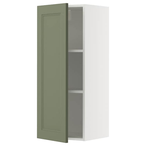 METOD wall cabinet with shelves, white/Axstad grey-green, 40x100 cm