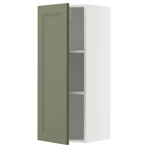 METOD - Wall cabinet with shelves, white/Axstad grey-green, 40x100 cm
