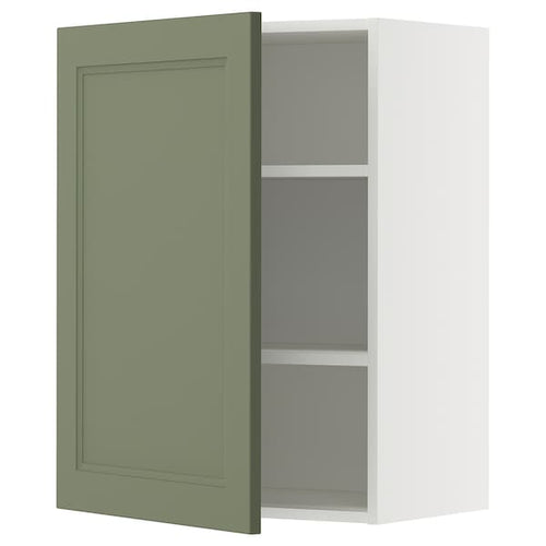 METOD wall cabinet with shelves, white/Axstad grey-green, 60x80 cm