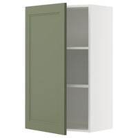 METOD wall cabinet with shelves, white/Axstad grey-green, 60x100 cm