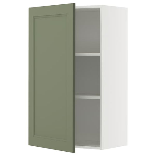 METOD wall cabinet with shelves, white/Axstad grey-green, 60x100 cm