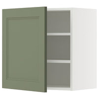 METOD wall cabinet with shelves, white/Axstad grey-green, 60x60 cm