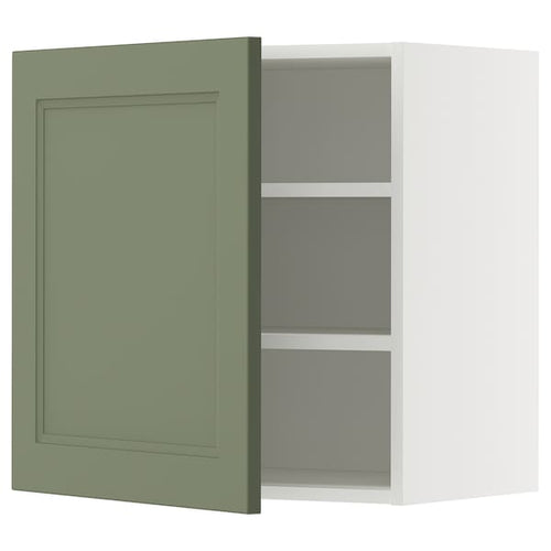 METOD wall cabinet with shelves, white/Axstad grey-green, 60x60 cm