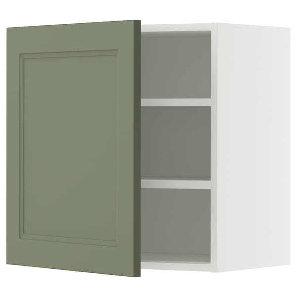 METOD - METOD Wall cabinet with shelves, white/Axstad grey-green, 60x60 cm