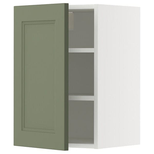 METOD wall cabinet with shelves, white/Axstad grey-green, 40x60 cm