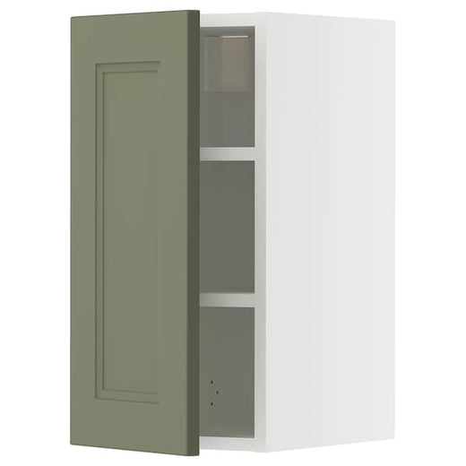METOD wall cabinet with shelves, white/Axstad grey-green, 30x60 cm
