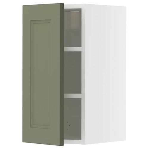 METOD wall cabinet with shelves, white/Axstad grey-green, 30x60 cm