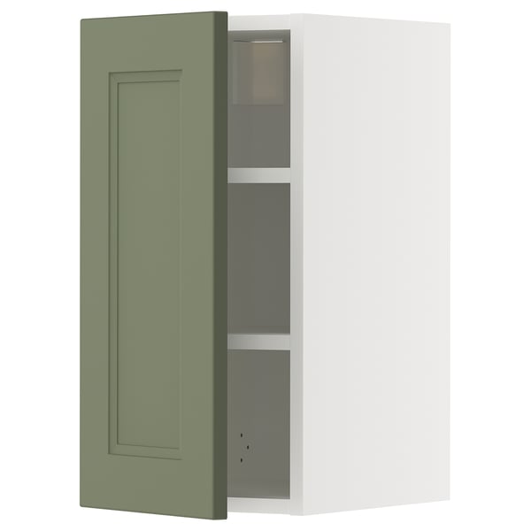 METOD wall cabinet with shelves, white/Axstad grey-green, 30x60 cm