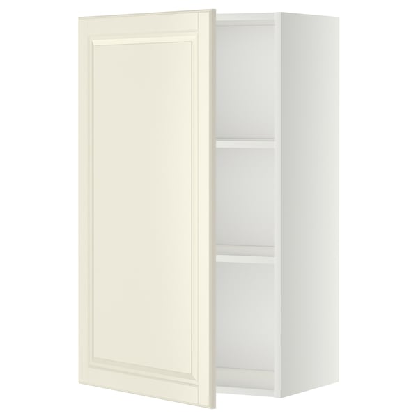 METOD wall cabinet with shelves, white/Bodbyn off-white, 60x100 cm