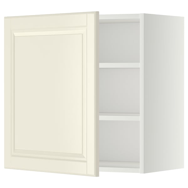 METOD wall cabinet with shelves, white/Bodbyn off-white, 60x60 cm