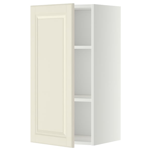 METOD wall cabinet with shelves, white/Bodbyn off-white, 40x80 cm