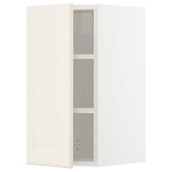METOD wall cabinet with shelves, white/Bodbyn off-white, 30x60 cm