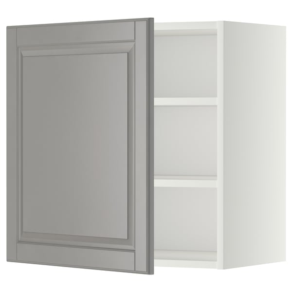 METOD - METOD Wall cabinet with shelves, white/Bodbyn grey, 60x60 cm