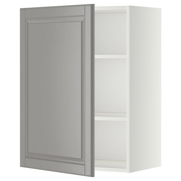 METOD - METOD Wall cabinet with shelves, white/Bodbyn grey, 60x80 cm