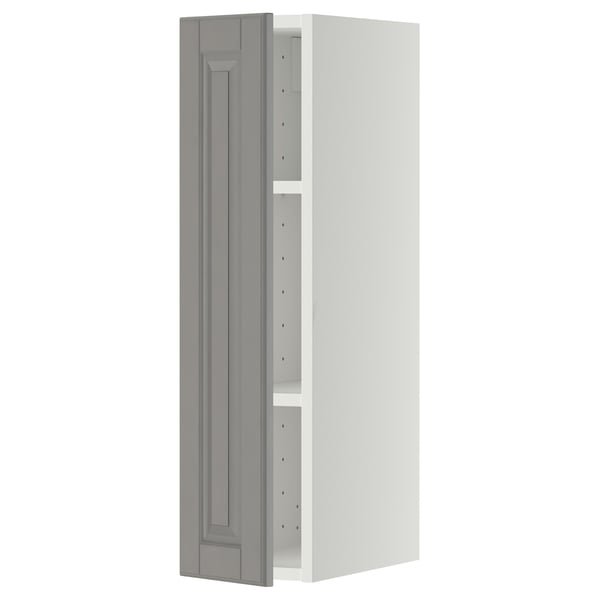 METOD - METOD Wall cabinet with shelves, white/Bodbyn grey, 20x80 cm