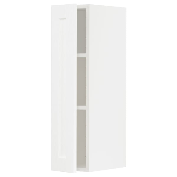 METOD wall cabinet with shelves, white Enköping/white wood effect, 20x80 cm