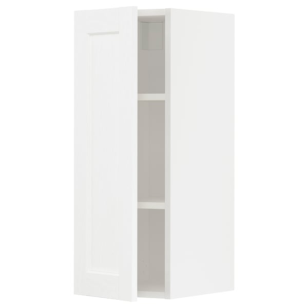 METOD wall cabinet with shelves, white Enköping/white wood effect, 30x80 cm