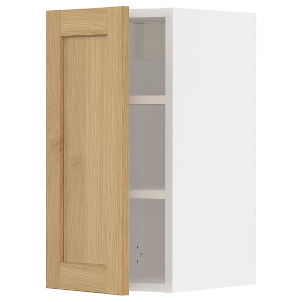 METOD - METOD Wall cabinet with shelves, white/Forsbacka oak, 30x60 cm