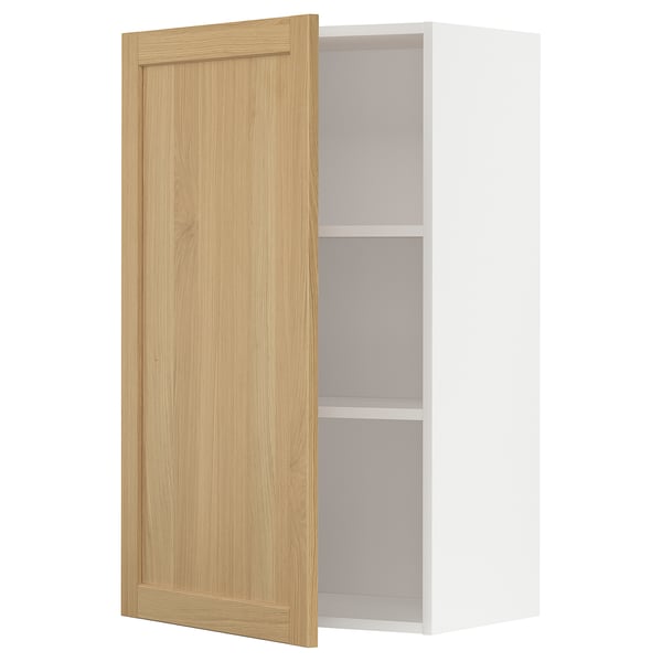 METOD wall cabinet with shelves, white/Forsbacka oak, 60x100 cm