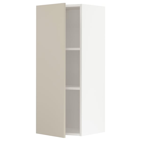 METOD - METOD Wall cabinet with shelves, white/Havstorp beige, 40x100 cm