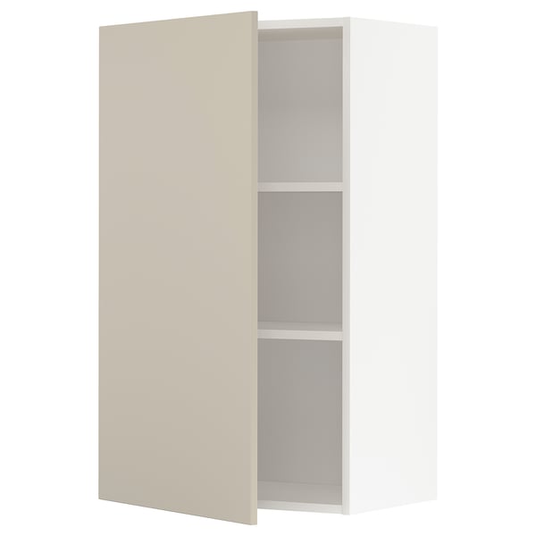 METOD wall cabinet with shelves, white/Havstorp beige, 60x100 cm
