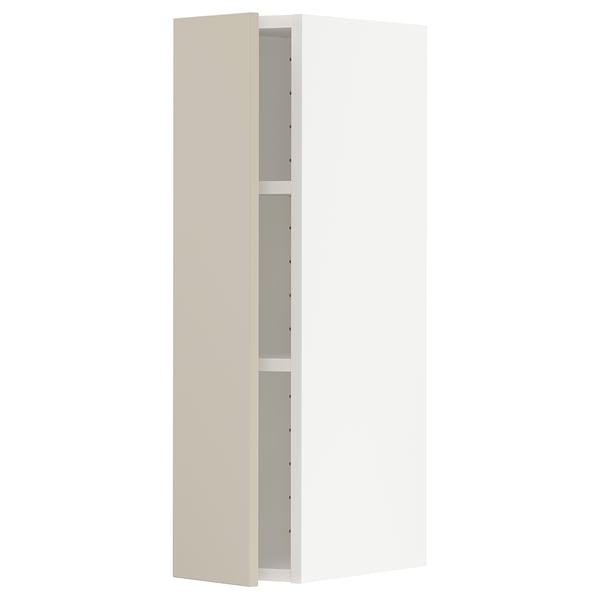 METOD wall cabinet with shelves, white/Havstorp beige, 20x80 cm