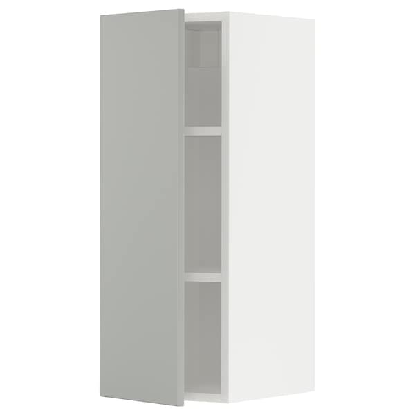 METOD - Wall cabinet with shelves, white/Havstorp light grey, 30x80 cm