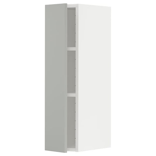 METOD wall cabinet with shelves, white/Havstorp light grey, 20x80 cm