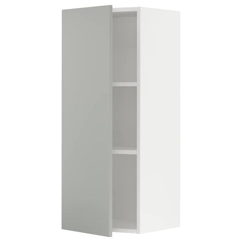 METOD wall cabinet with shelves, white/Havstorp light grey, 40x100 cm