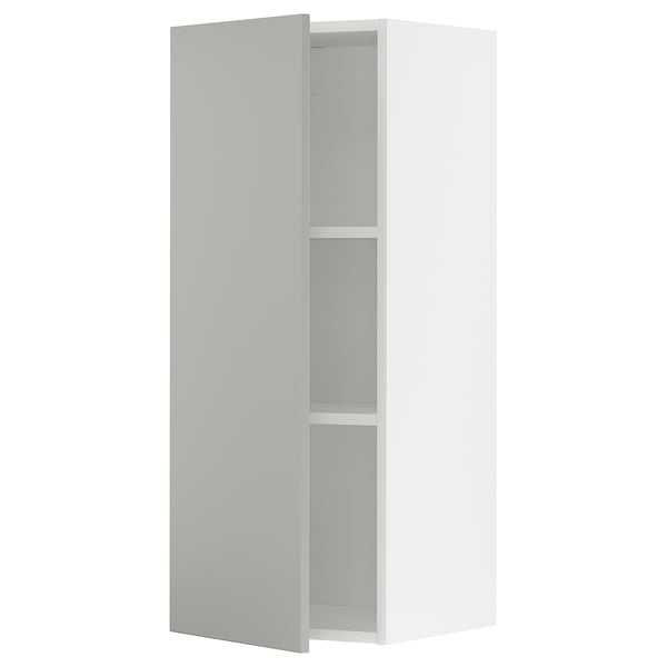 METOD wall cabinet with shelves, white/Havstorp light grey, 40x100 cm
